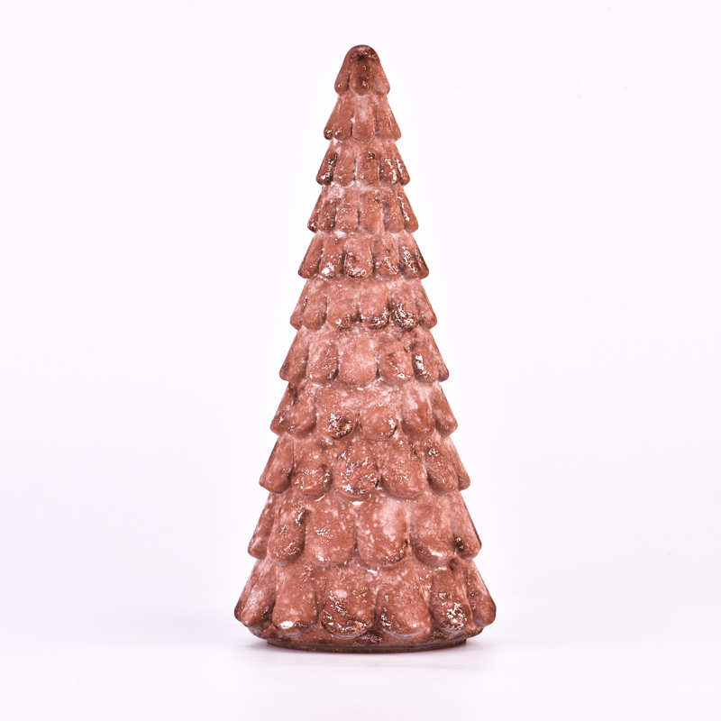 rough surface with aerugo finish Christmas tree shape glass jars