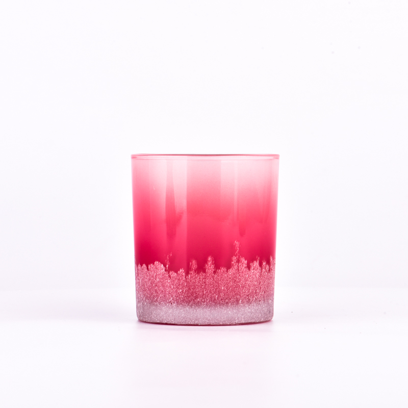 efecto grabado con láser en tarros de vela de vidrio de color rosa 8 oz