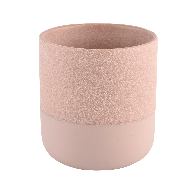 Produsen langsung dekorasi meja rumah merah muda kustom toples lilin keramik kosong
