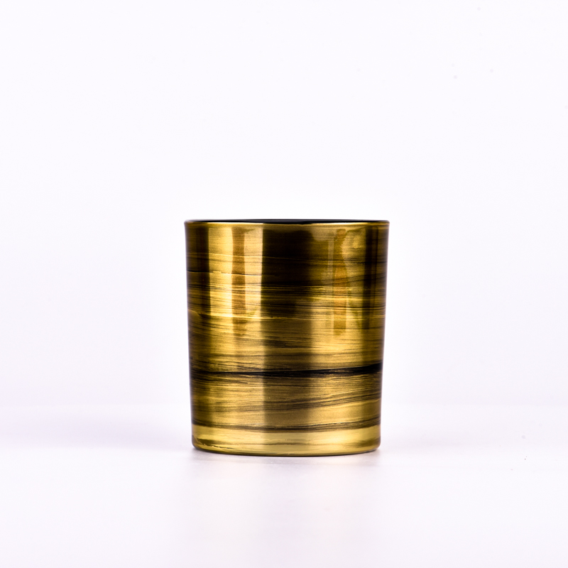 Luxuriöse 10-Unzen-Kerzenhalter aus Glas mit metallischer Farbe