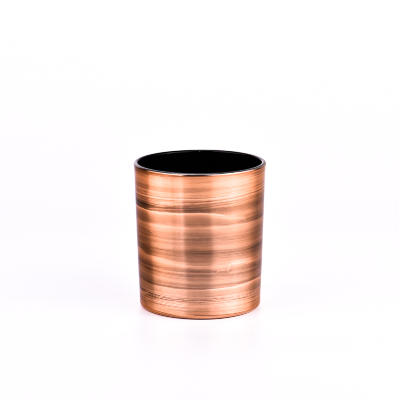 Groothandel populaire op maat gemaakte handgemaakte metalen effect met zwarte binnenkant van de 8oz glazen kandelaar voor home deco