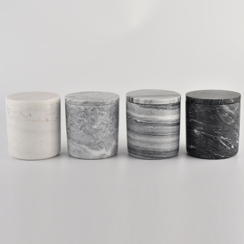 Wholesale nordic marble ceramic candle holder decorative cylinder ceramic candle jar lid