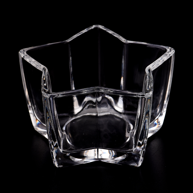 Newly customized glass candle holder in the shape of a five-pointed star for supplier