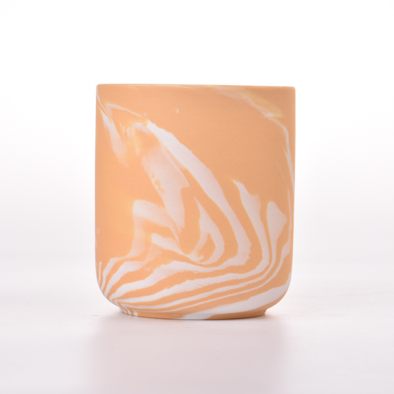 Bougeoir en céramique de luxe de couleur orange de 10 oz