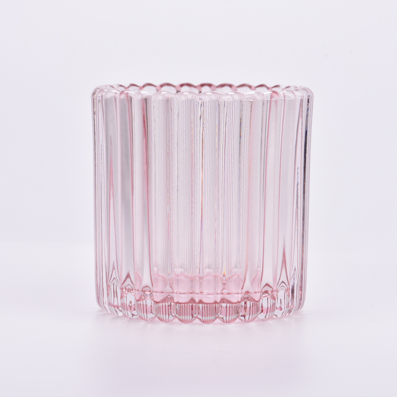 Dekorasyon para sa Kasal Glass Candle Jars Pink Glass Candle Holders