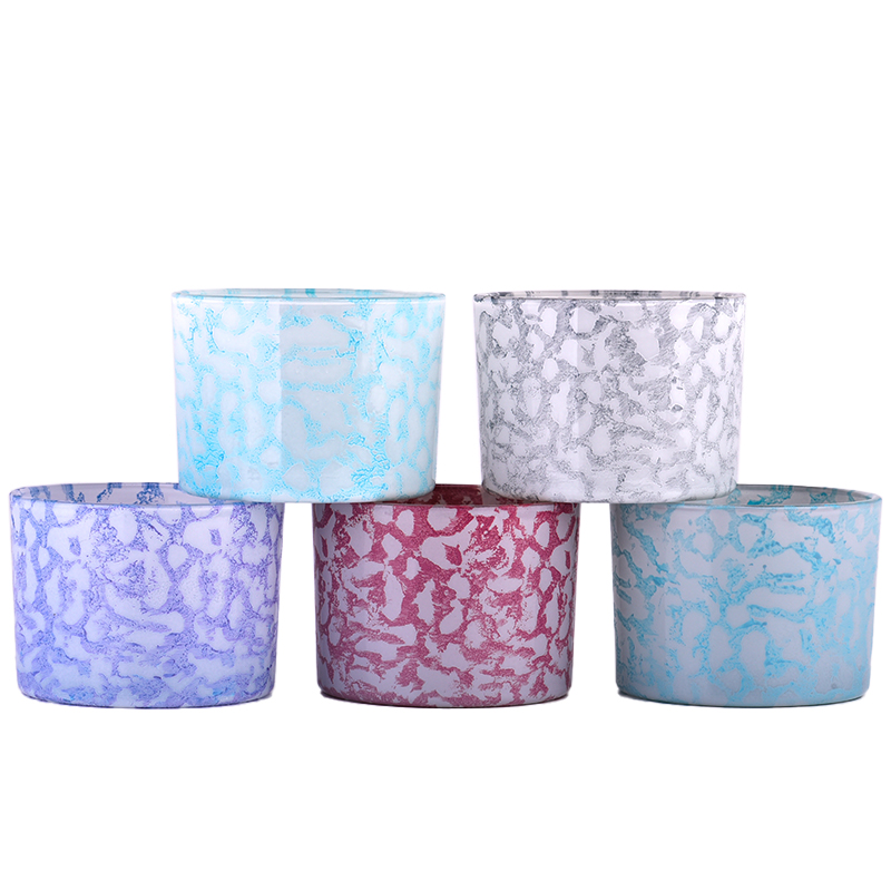 Sikat na 510ml malawak na bibig rockiness effect sa glass candle holder para sa supplier