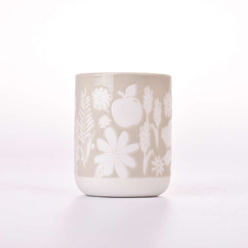 Aser patrón grabado tarros de velas votivas de cerámica recipientes para velas