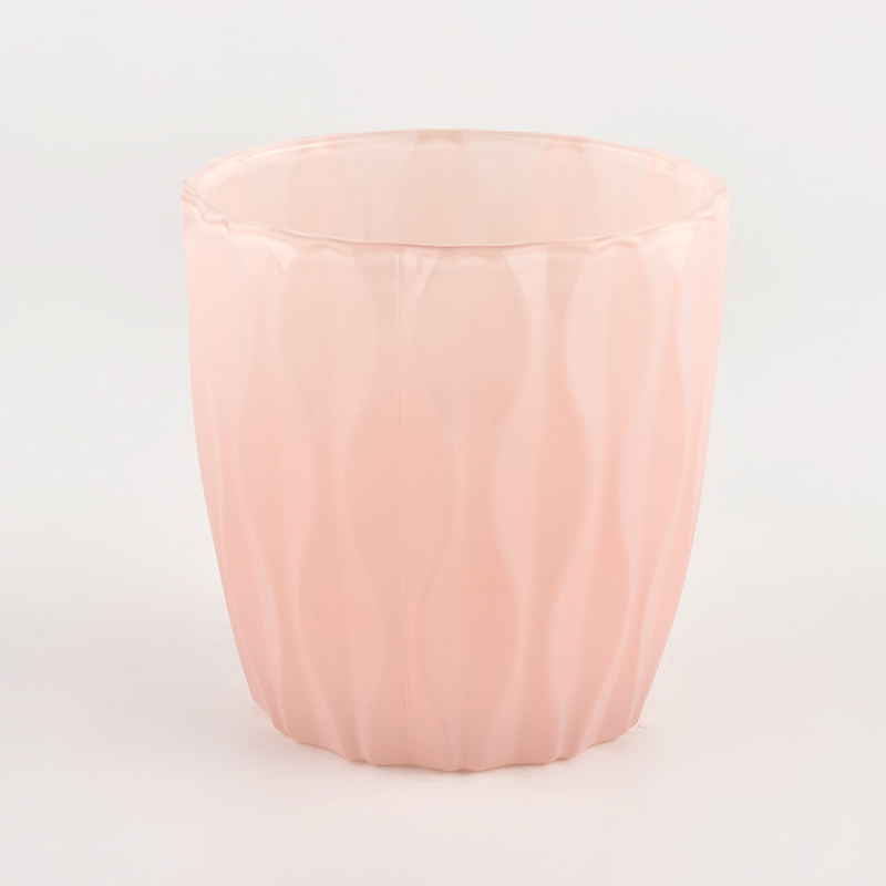 Aangepaste elegante roze kleur luxe glazen kaarspotten voor Valentijnsdag