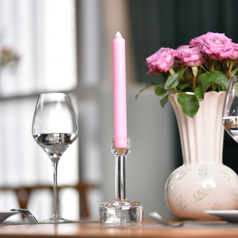 Luxury 8ml clear  glass candle holder glass candlestick para sa paggawa ng kandila