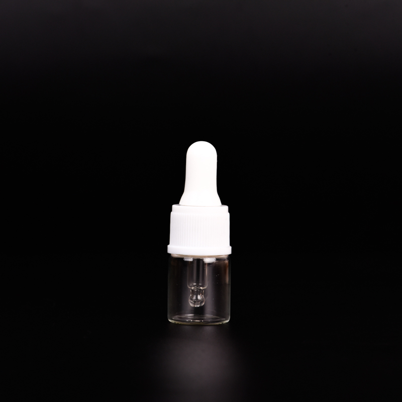 Luxury 5ml oil glass bottle with shiny white dropper for trial for wholesale