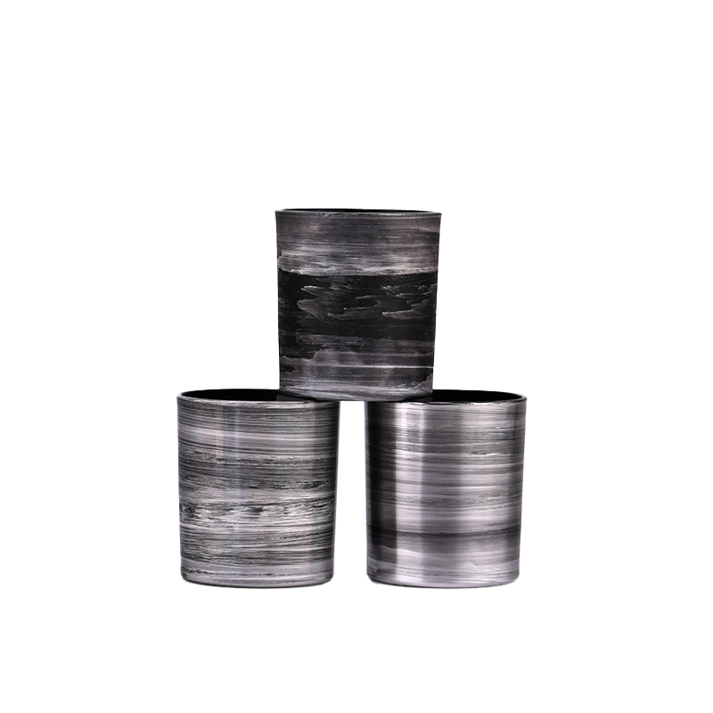 305ml black electroplated silver glass candle jar wholesale