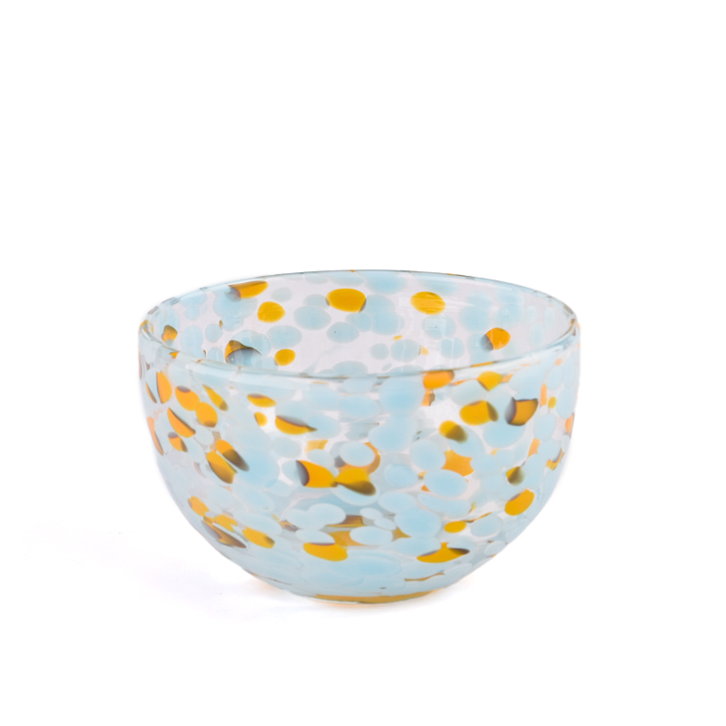 луксозни цветове точки ръчно изработена стъклена купа за свещ