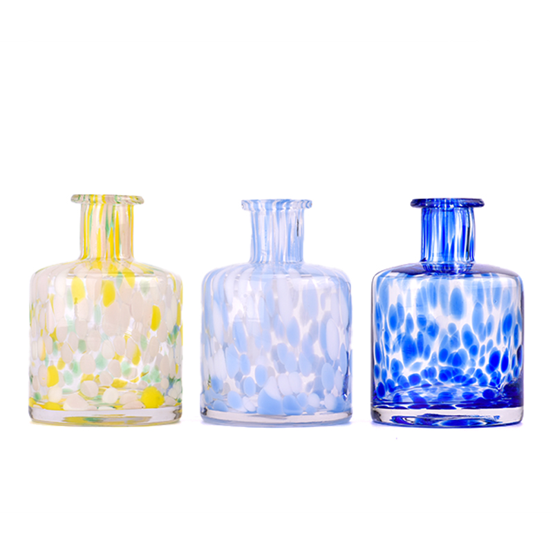Newly design red & blue color mixed on handmade glass bottle  for wholesale - COPY - 48drdt