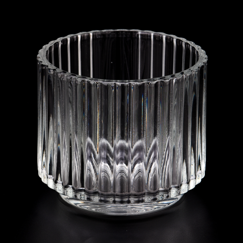 Venda quente no atacado jarra de vela de vidro com listra vertical de 12,5 OZ