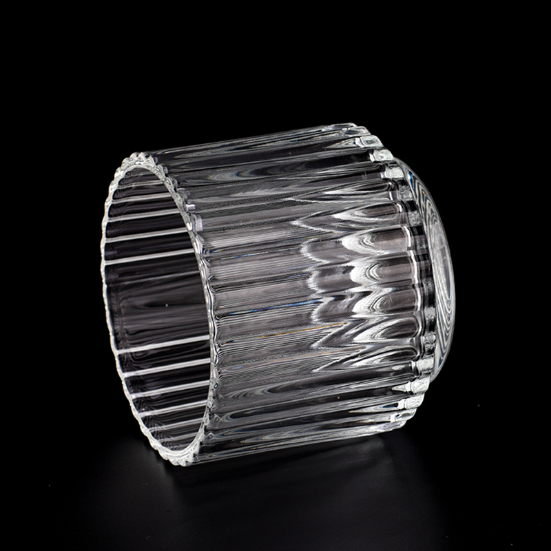 Luxury 12.5 OZ vertical stripe glass candle jar decor