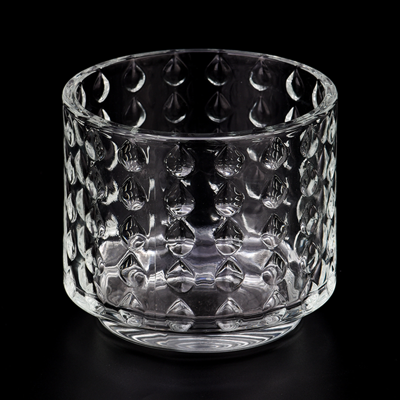 Luksus 10oz glass lysestake med dråpemønster med trinn for leverandør