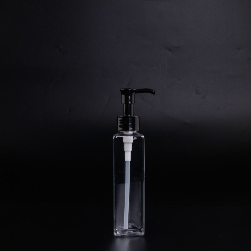 Walang laman ang 100Ml PET Square Rectangle Transparent Shampoo Pump Lotion Bottle