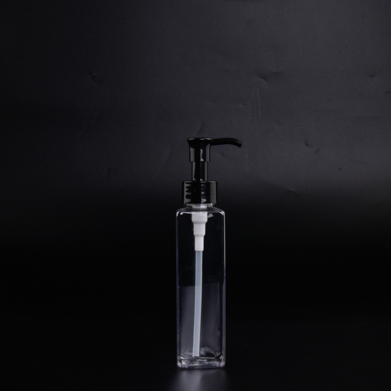 Empty 100Ml PET Square Rectangle Transparent Shampoo Pump Lotion Bottle