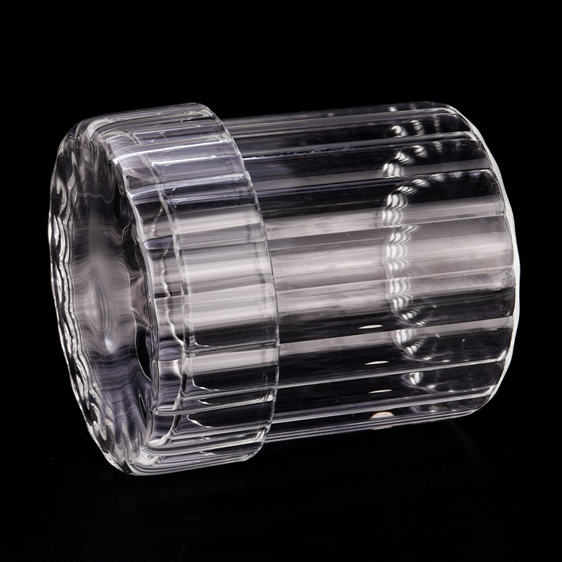 Wholesale 18oz vertical line glass candle jar with lid