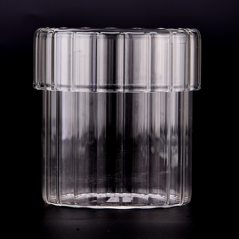 Borosilikatglasgefäß mit Glasdeckel, leichtes leeres Glasgefäß für Kerzen