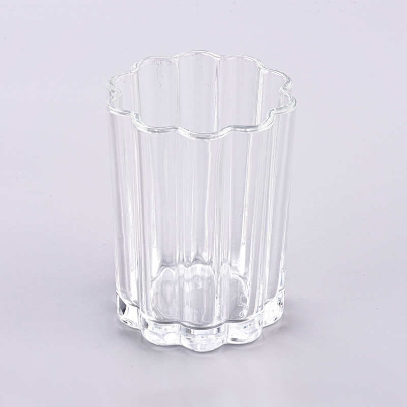 Unikke 8 oz glas lysestager Ribbede glas lysestager Engros