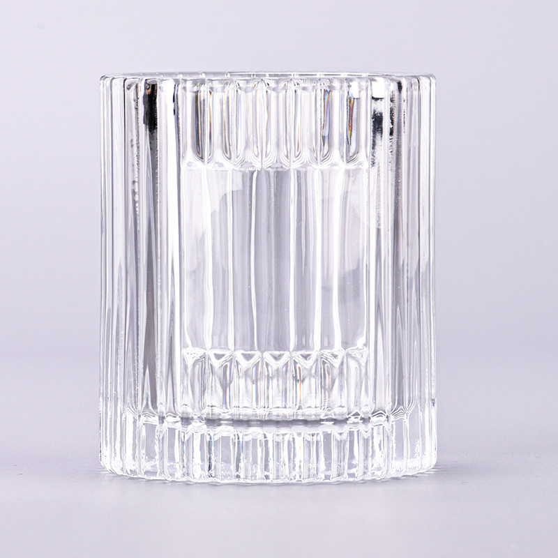 luxury clear embossed 6.5oz glass candle jar