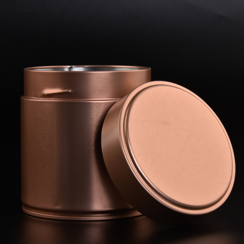 Recipiente para vela de lata de cor cobre de 550ml com tampa