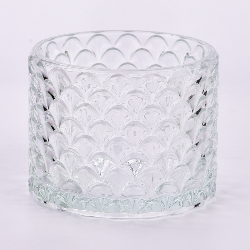 Nuevo diseño escamoso de 500 ml con candelero de cristal con efecto personalizado para decoración del hogar