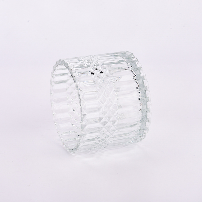 504ml clear glass candle jar with embossed logo for candle making
