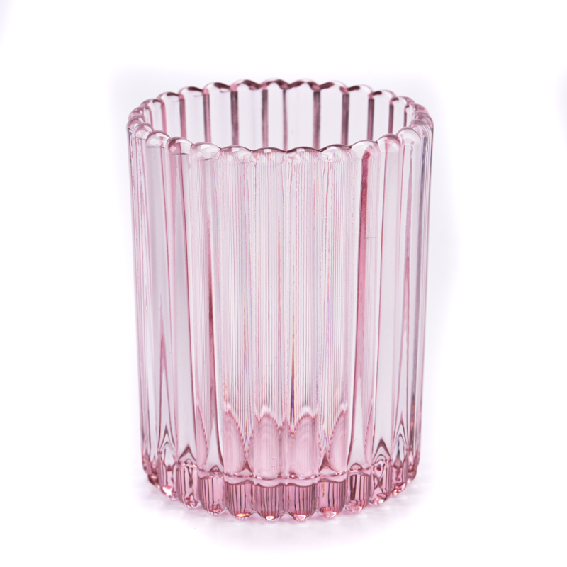 Luxusní 300ml průhledný růžový skleněný svícen pro dodavatele