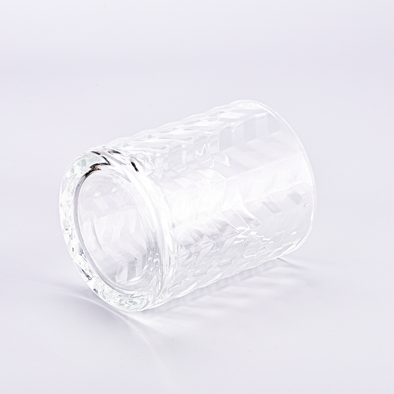 Wholesale wavy pattern 1391ml glass candle holder for wedding decoration