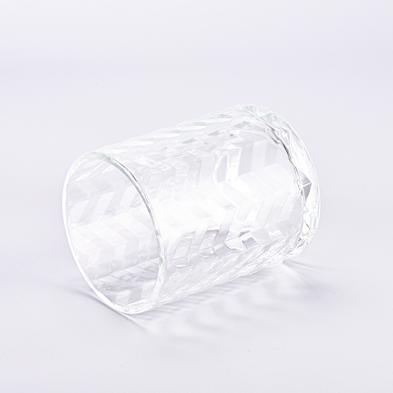 Wholesale wavy pattern 1391ml glass candle holder for wedding decoration