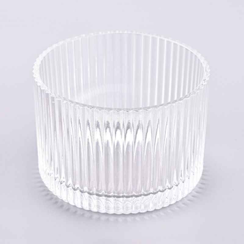 Luxury vertically striped glass candle holders for wedding decorations