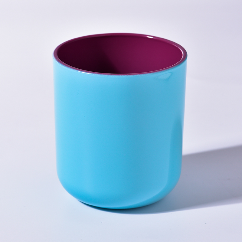Pots en verre de luxe de bougie de récipient de bougie en verre de couleur bleue de 8oz 10oz pour la fabrication de bougie