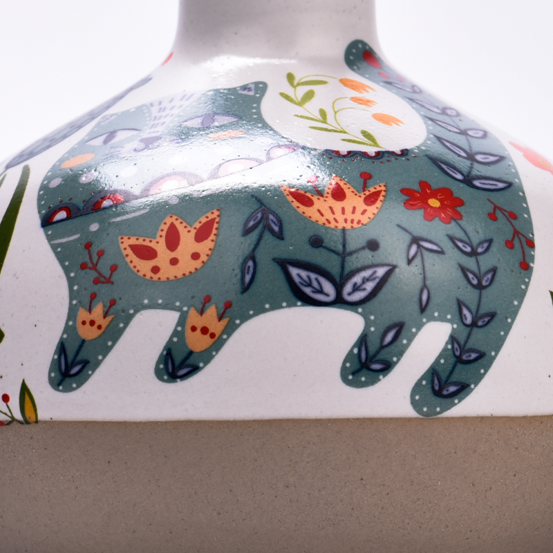Newly designed multi-color cat pattern ceramic aromatherapy bottles