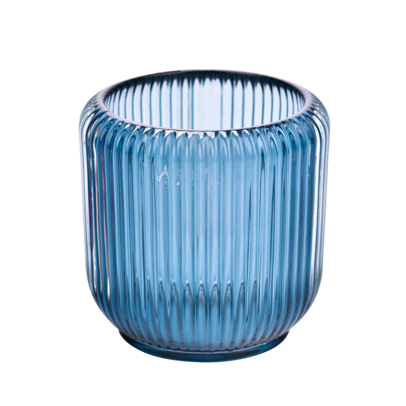 7oz glass candle vessels blue shiny candle jar