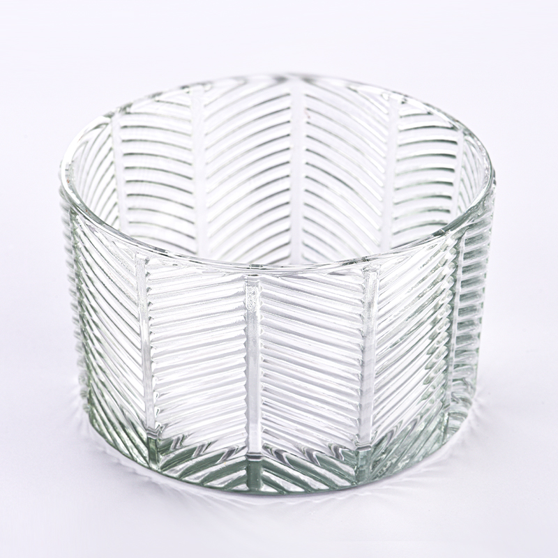 Luxury large capacity diagonal stripe glass candle holder