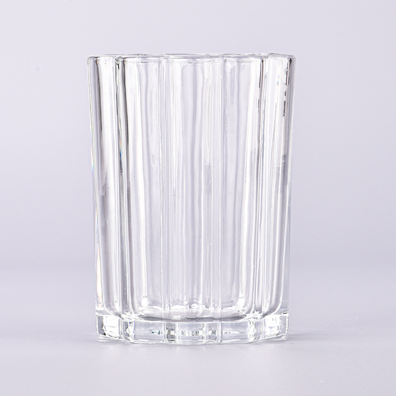Търговия на едро с прозрачен многоъгълен стъклен свещник от 10 унции