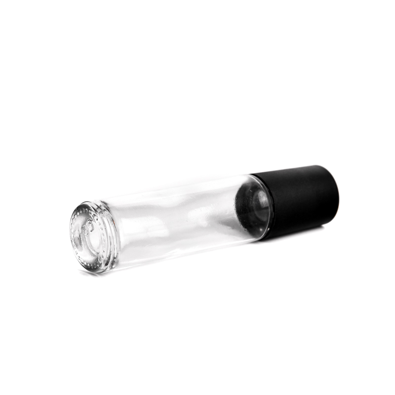 Bottiglia di vetro trasparente con coperchio nero Olio essenziale di profumo di piccola capacità all'ingrosso