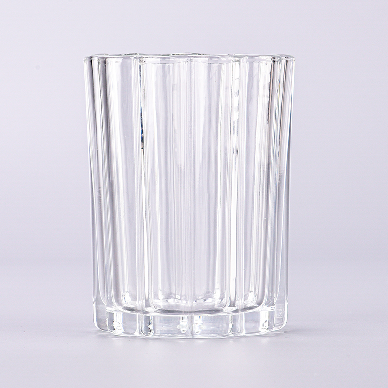 Candelero de cristal con forma de flor transparente personalizado al por mayor