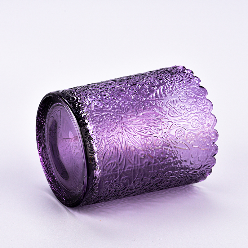 Luxury custom 255ml purple pattern glass candle holder