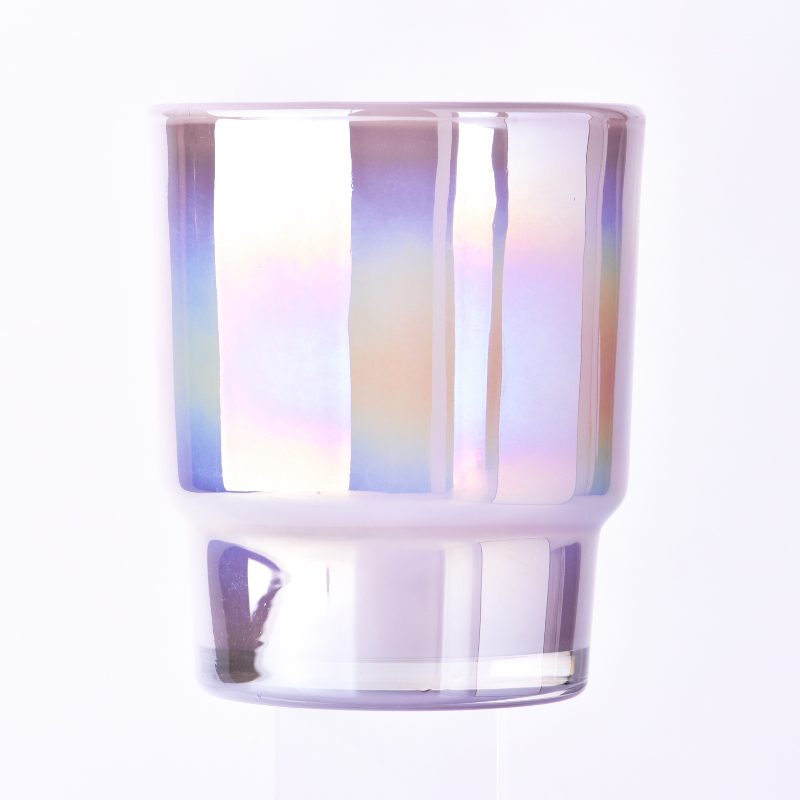 Vasos de velas de vidro iridescentes do fornecedor para decoração de casa