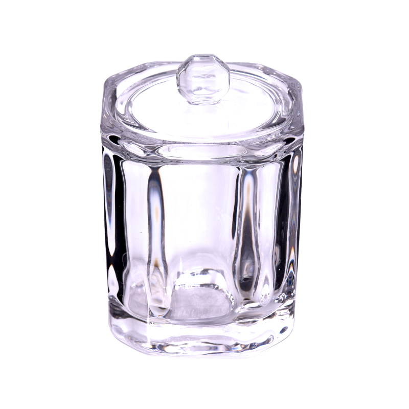 Luxuriöser quadratischer Kreis im Kerzenglas aus Glas mit Glasdeckel