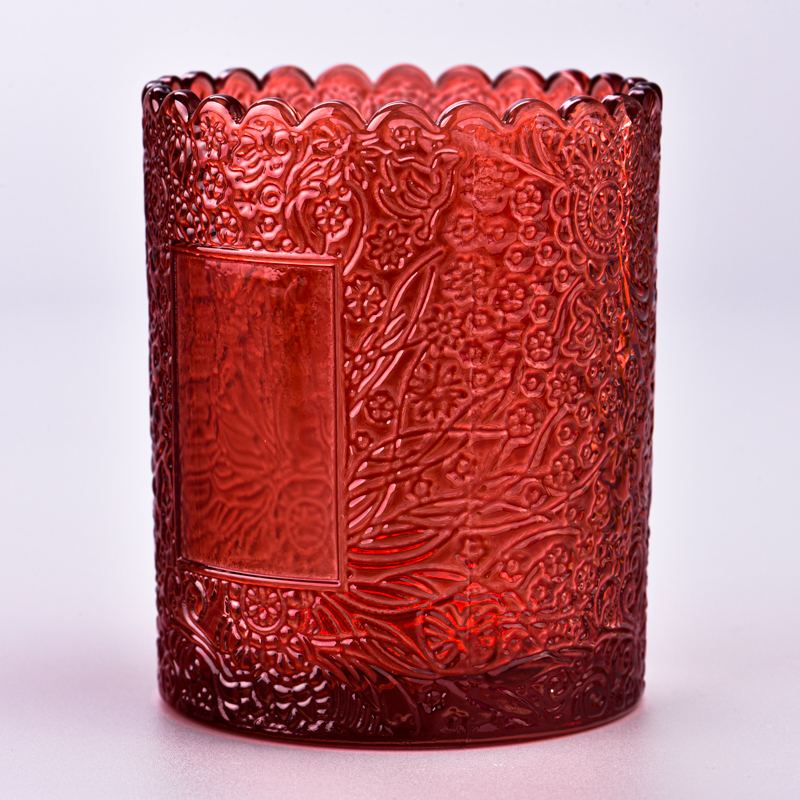 Wholesale red color 250ml glass candle holder