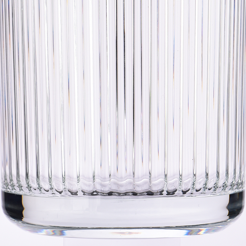 Luxury customized clear 440ml vertical line glass candle jars
