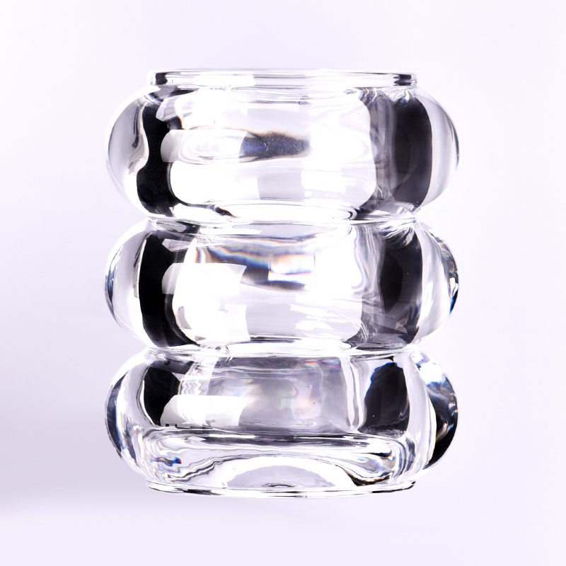 Newly deco cyclic shape 210ml glass candle holder for wholesale