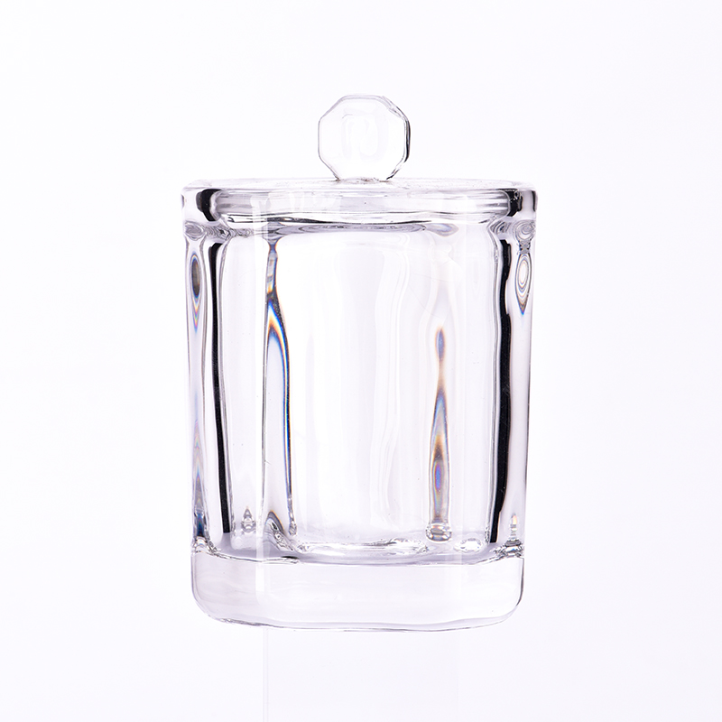 195ml square clear glass candle jars with lids wholesale