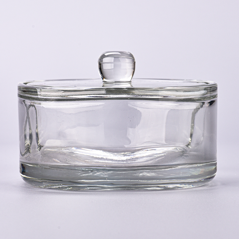 luxury heavy glass candle jar na may takip