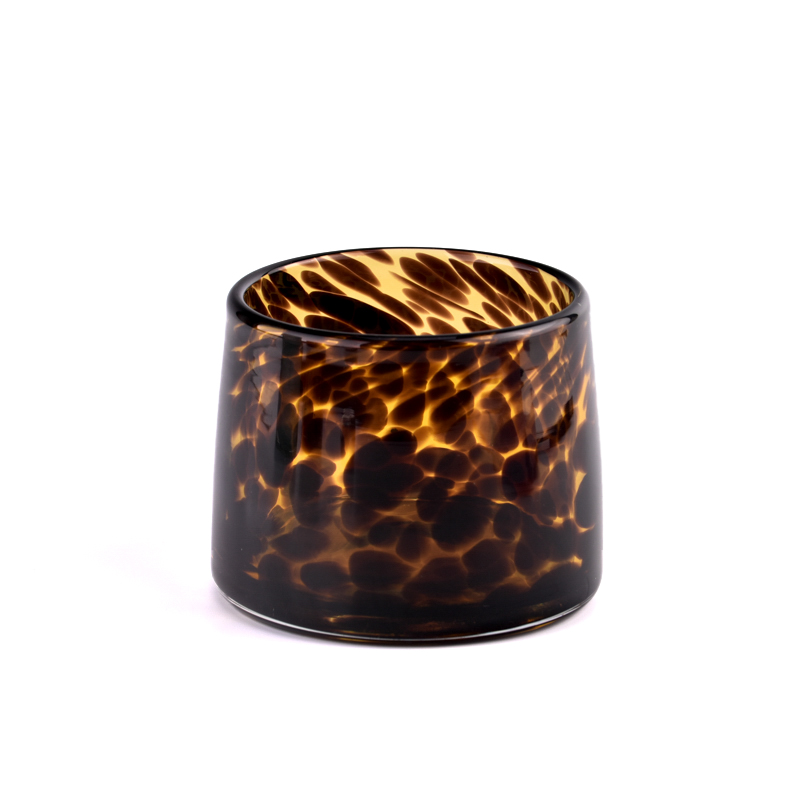 luxusní barevná ručně vyráběná skleněná dóza na svíčku