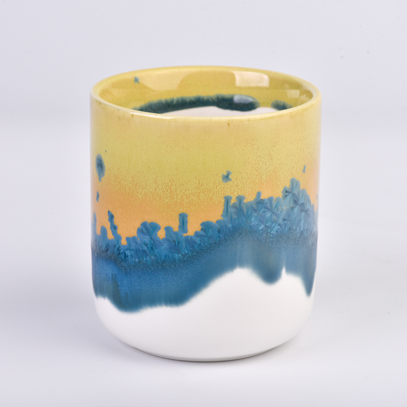 Tarro de vela de cerámica con acristalamiento especial de lujo